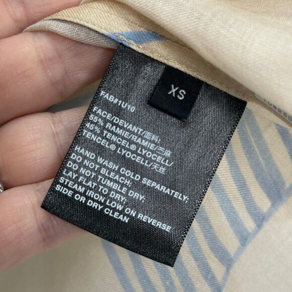 Lafayette 148 Eliza Dune & Light Blue Leaf Print Peasant Blouse | Size XS - Picture 8 of 8